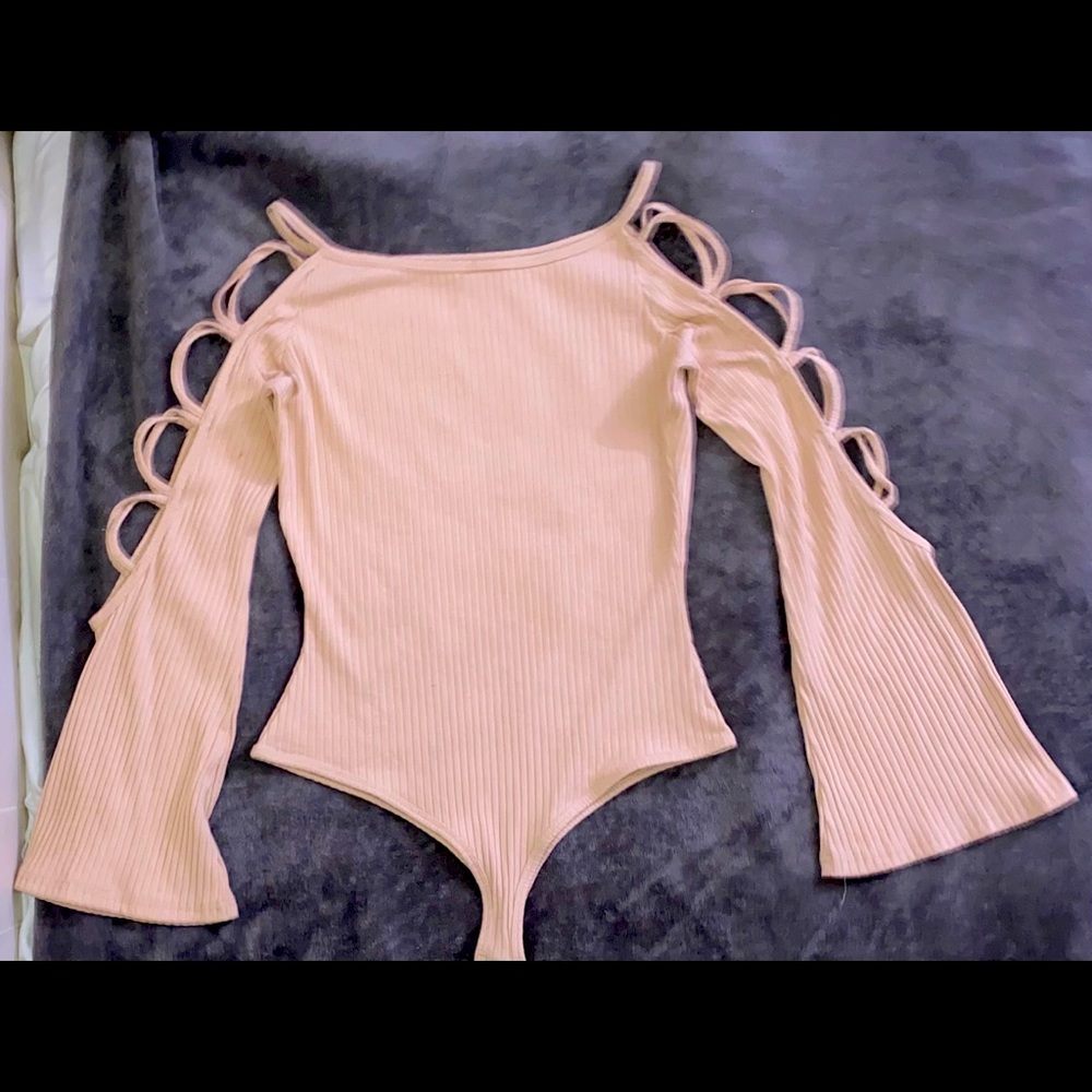 Bell crochet sleeve ribbed bodysuit